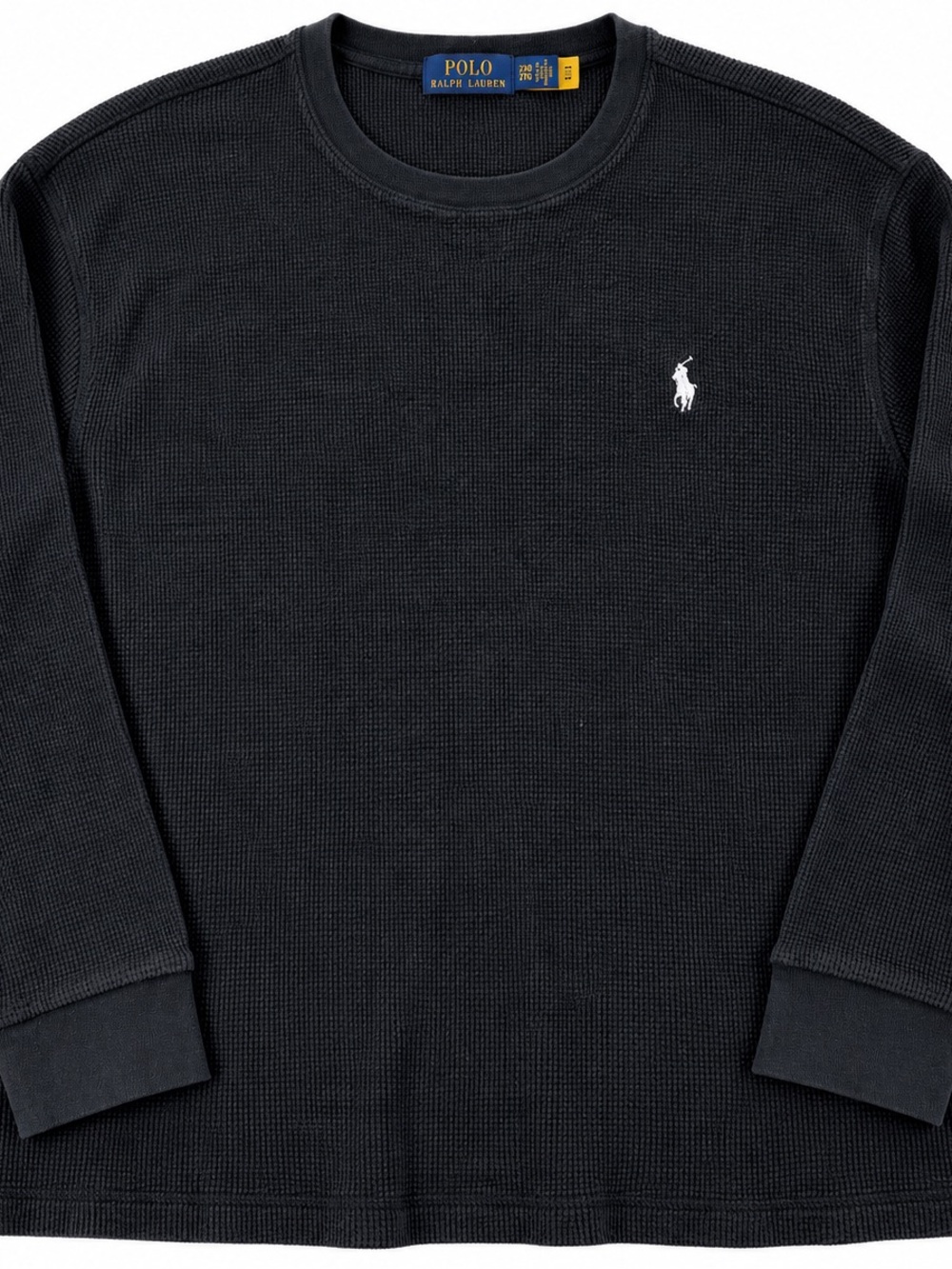 Polo Ralph Lauren Men 2XB Black Waffle Knit Thermal Long Sleeve Big & Tall